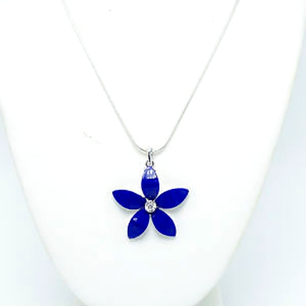 Blue Flower Charm Necklace